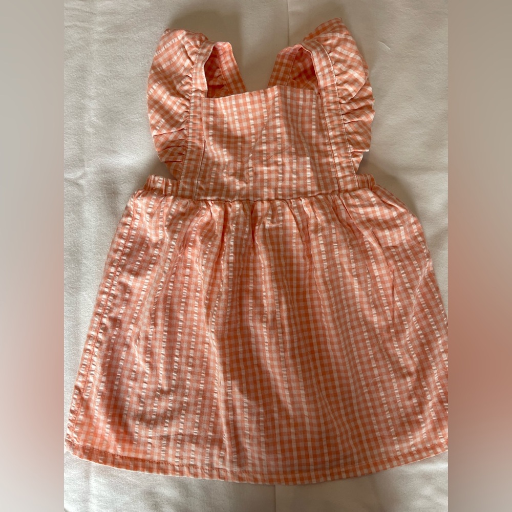 Carters Orange Gingham Dress with adorable ruffle shoulder straps
